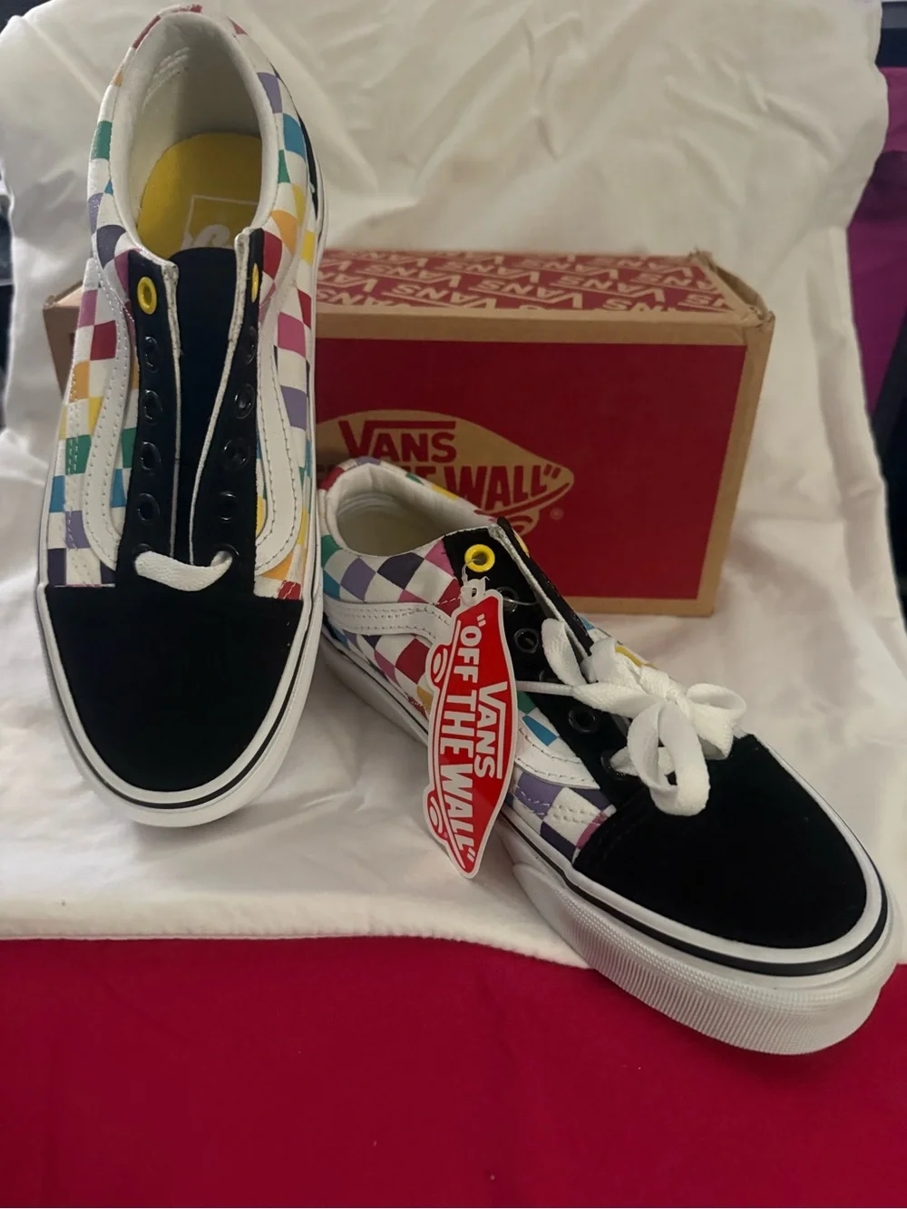Vans Old Skool Checkerboard Rainbow - Black & White with Multicolor
